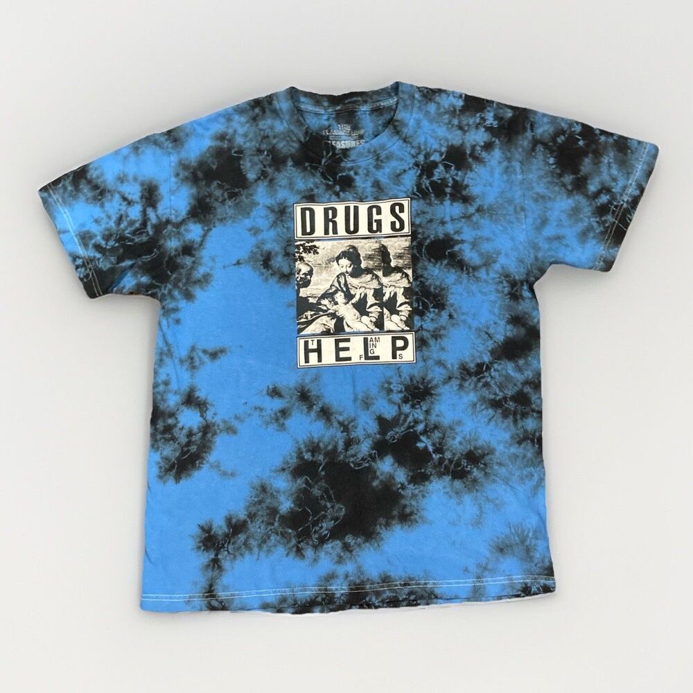 Rare Pleasures The Flaming Lips T Shirt “DRUGS HELP” Tie Dye Mens Size Med